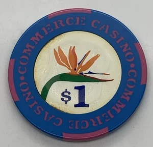 Ficha de casino de comercio de $1 - Flor - Bud Jones - Commerce, California CA - Imagen 1 de 2