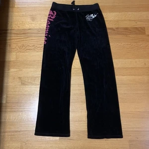 Juicy Couture Pam Gela Bloomies Velour Sweatpants Black Girls Youth Size 14 - Picture 1 of 7