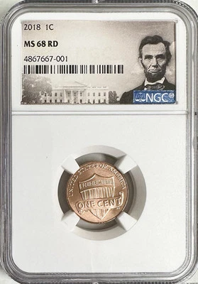 2018 LINCOLN SHIELD CENT NGC MS68 LINCOLN PORTRAIT LABEL - Image 1 of 2