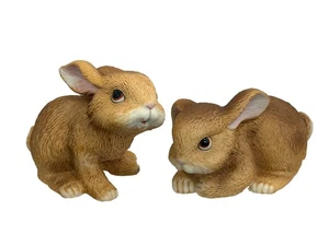 Homco Bunnies Set of 2 Figurines Vintage Brown Porcelain - Picture 1 of 14