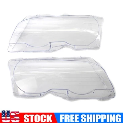For 1999 - 2003 BMW E46 2DR / 2001 - 2006 Front Headlight Lens Cover Pair Clear Foto 1 de 4