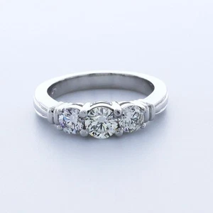 1.22CTW NATURAL DIAMOND F/VS2 ROUND CUT PLATINUM 4-PRONG VINTAGE ENGAGEMENT RING - Picture 1 of 8