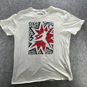 Jordan Jumpman Shirt Uomo XL Bianco Rosso Grafica Basket Maglietta Nike 100% Cotone - Foto 1 di 12