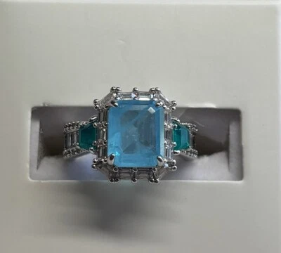 Bomb Party RBP6851 "Good Risk to Take" Ring Blue Quartz Rhodium, Size 6 - Image 1 of 3