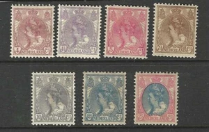 NETHERLANDS STAMPS #63-8, 77 — (7) QUEENS — 1898 -- UNUSED - Picture 1 of 2