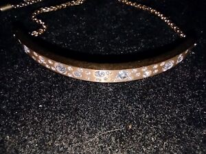  Michael Kors Pave Crystal Plaque Slider Bracelet Gold Tone 