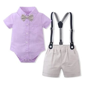 Baptism Outfits for Boys Baby Clothes Gentleman Formal Suit Set Bowtie Romper... - Picture 1 of 7