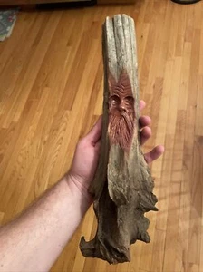 Junior Cobb Signed Wood Carving - Folk Art Tree Spirit Mythical One Of A Kind - Picture 1 of 12