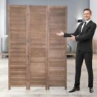 3 Panel Room Divider Portable Privacy Wall Wood Divider Folding Screen Brown