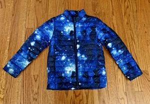 Lands End Kids ThermoPlume Packable Jacket Blue Galaxy Space Youth Medium (8) - Picture 1 of 5