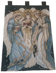 TAPESTRY By Manual WoodWorkers Weavers Angel Gold Xmas Wall Hanging Home Decor - Picture 1 of 13