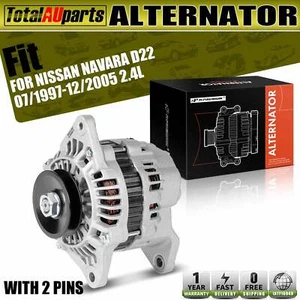 Alternator W/ 2-Pin for Nissan Navara D22 07/1997-12/2005 2.4L KA24DE Petrol Ute - Picture 1 of 10