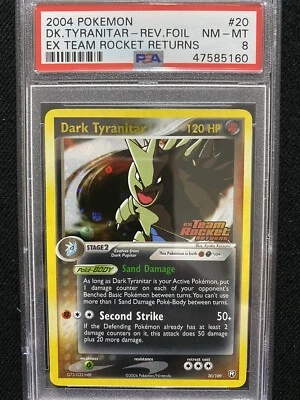 2004 Pokemon EX Team Rocket Returns Dark Tyranitar Reverse Foil 20/109 PSA 8  - Image 1 of 2