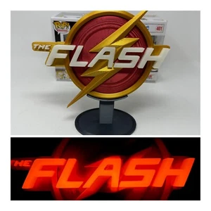 3D Printed FLASH (GITD) w TEXT TV LOGO Fan Sign for your Funko & collectibles - Picture 1 of 6