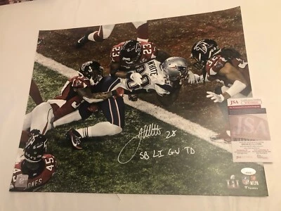 Foto autógrafa firmada por los Patriots del Super Bowl 51 LI GW TD 16x20 JSA James White 681 Foto 1 de 2