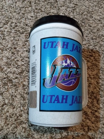 Vintage 1990s Utah Jazz Insulated Mug Hologram Sticker Betros Super Thermo Cover
