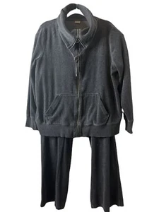 Michael Kors Velour Tracksuit Woman Plus Sz 1X/2X Charcoal Gray Zip-Up Casual* - Picture 1 of 17