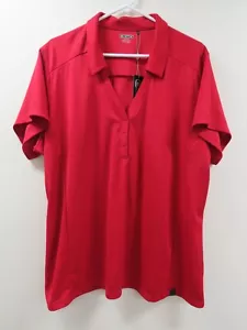 OGIO NWT Women's 3XL Red Short Sleeve Polyester Solid V-Neck Collared Shirt - Picture 1 of 16