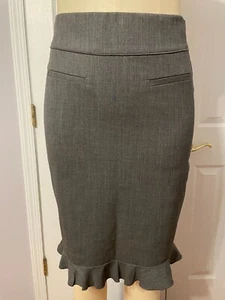 Rebecca Taylor Pencil Skirt 8 Virgin Wool Blend Fluted Charcoal Gray Lined EUC - Picture 1 of 12