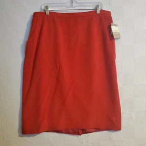 Elisabeth Liz Claiborne Skirt Silk Red Pockets Vintage New NOS Classic Womens 18 - Picture 1 of 14