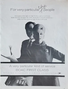 BOAC British Overseas Airways, anuncio de aviación vintage de primera clase años 60 - Imagen 1 de 1
