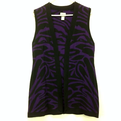 Chaleco Suéter Chicos Talla 1 Abierto Sin Mangas M 8 Púrpura Estampado Cebra Algodón/Seda Foto 1 de 4