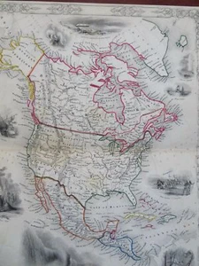 Nordamerika Territorial USA um 1855 Tallis Tugend dekorative Karte - Bild 1 von 5
