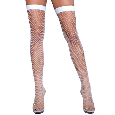 Fence Net Thigh Highs Wide Fishnet Stockings Punk Rock Nylons Hosiery 1921 - Image 1 of 4