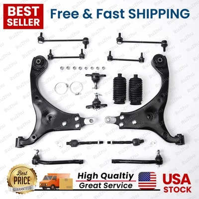 14xFront Lower Control Arms Ball Joint Tie Rod Kit for 2007-2010 Hyundai Elantra - Image 1 of 4
