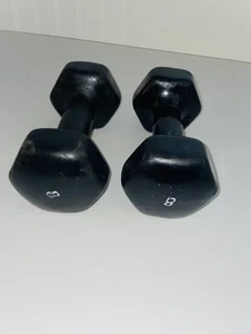 8 POUND HAND WEIGHTS Vinyl Plastic Coated Dumbbells Hex Hand Weight - Picture 1 of 5