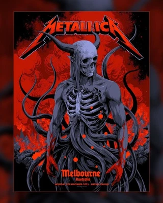 Metallica M72 Melbourne Australia 2025 Poster At Marvel Stadium On November 8