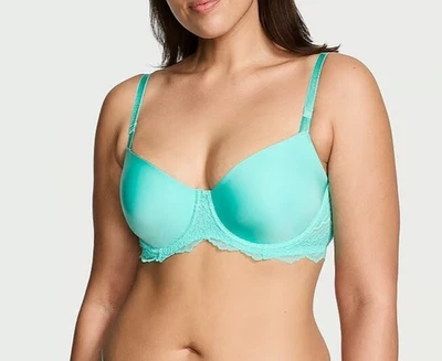Victoria Secret Dream Angels Unlined Push Up Without Padding Bra Aqua Blue Smoot - Image 1 of 4
