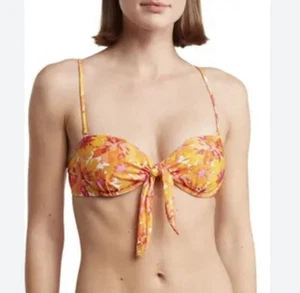 NWT ViX Swimwear S Lowana Beta Multi-Way Bandeau Bikini Top Floral Tie Front - Picture 1 of 6