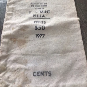 Vintage Bank Canvas U.S. Mint Philadelphia 1970s Money Bag ~ Empty - Picture 1 of 8