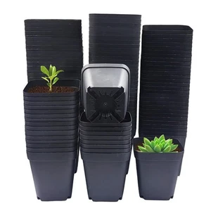 Square Nursery Pots 3" 120Pcs Deep Succulent Plastic Pots Small Flower Plante... - Picture 1 of 8