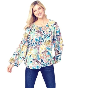 Blusa Floral Manga Larga Colección Tolani Talla Mediana Romántica Cottagecore  - Imagen 1 de 9