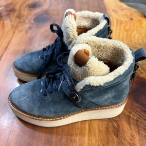 Botas de piel de oveja Coach para mujer City Hiker 9 B gamuza con cordones G1354 al tobillo - Imagen 1 de 10