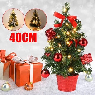 Mini Weihnachtsbaum Beleuchtet 40CM Tannenbaum Baumschmuck Weihnachtskugeln Deco - Bild 1 von 4