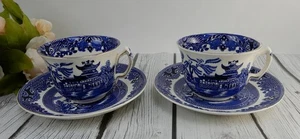 Antigua década de 1930, Burleigh Ware Burgess & Leigh, sauce azul ~ dos tazas y platillos - Imagen 1 de 9