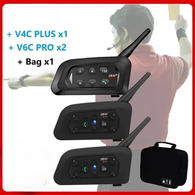V4C PLUS +V6C PROx2 Football 3 Referee Intercom Headset 1200M Soccer Full Duplex - Image 1 of 4