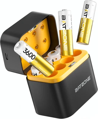 8 Pack AA Wiederaufladbare Lithium Akkus Mit Ladegerät, 3600Mwh Hohe Kapazität 1 - Bild 1 von 4