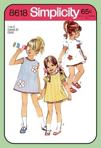 Toddlers DRESS Pattern with PANTIES Child 3 Styles Simplicity 8618 Vtg 1979 - Picture 1 of 11