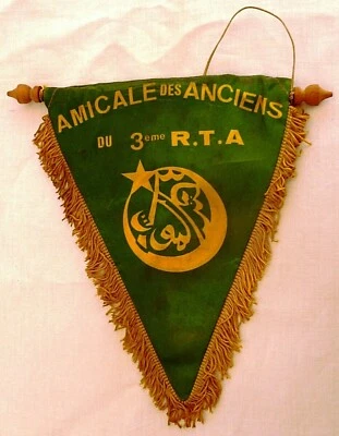 Fanion AUTHENTIQUE Amicale Anciens 3° RTA Régiment Tirailleurs Algériens vintage - Photo 1/2