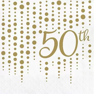 Gold 50th Anniversary Luncheon Napkins – 16 Count - Picture 1 of 2