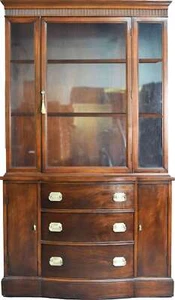 PAINT TO ORDER Mid Century Regency Style Mahogany Display Curio China Cabinet - Picture 1 of 16