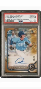 Cayden Wallace Gold Wave PSA 10 Refractor #’d /50 2022 Bowman Draft Jersey Match - Picture 1 of 1