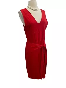 RLL Lauren Ralph Lauren Mock Wrap Belted Tie Dress Pencil Stretch Jersey Sexy L - Picture 1 of 6