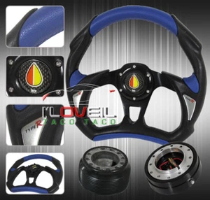 90-93 Integra Battle Style Steering Wheel+Short Quick Release+Hub Adapter Kit - Picture 1 of 3