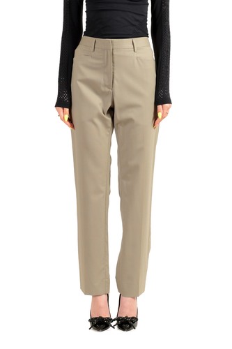 Pantaloni Maison Margiela donna beige a quadretti 100% lana gamba dritta US M IT 42