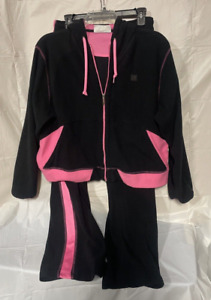 Wilson Fleece Hoodie and Sweat Pants, Black & Pink, Size Large